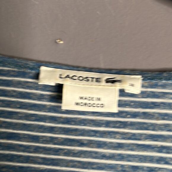 Lacoste Blue and White Striped Lightweight Scoop Neck Top Size 38 - Picture 2 of 7